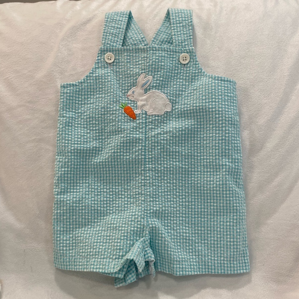 Boy searsucker Bunny John John 6-9m